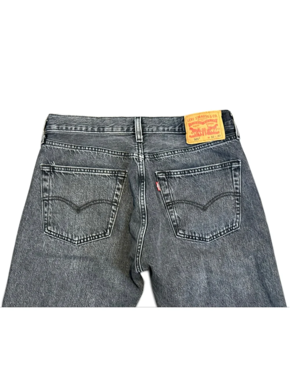 Levis 501 Original Jeans Mens 32x30 Black Gray Wash Button Fly Straight Leg